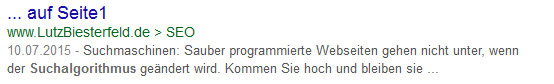 Seite 1 bei Google - Webmaster